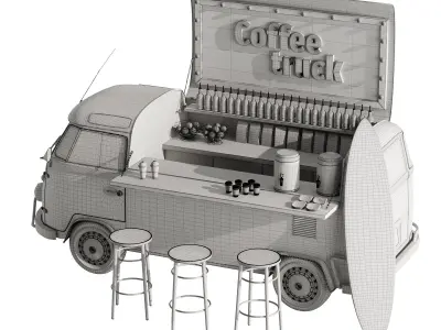 Coffee truck set 1 3D model