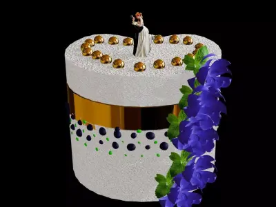 Dessert blueberry and golden fruit wedding cake 3D model