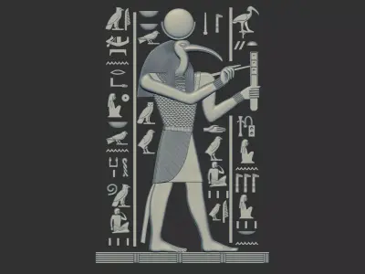 Thoth Egyptian God 3d printable relief model cnc 3D print model