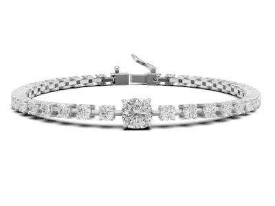 Tennis Bracelet with Cushion Center Stone 3D print model