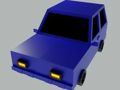 Low poly Vehicle Collection three colored cars Low-poly 3D model