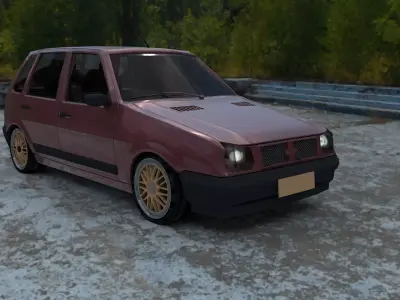 Hatchback with pbr shader and scene 3D model