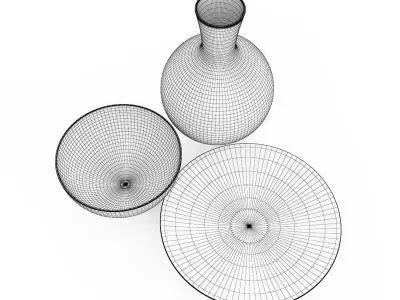 Vase and Bowls Set 3D model