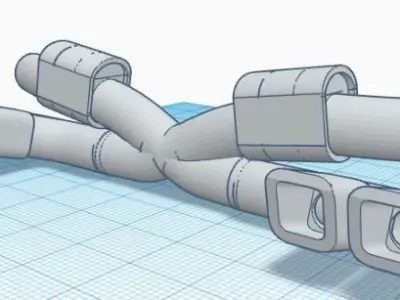 RC Drift Car Twin Exhaust System 1 10 Square Muffler 3D print model