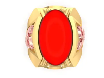 Eagle Red Oval Gemstone Men Ring  2470 3D print model