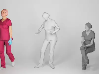 Animated surgical doctor female walking working sitting 137 Low-poly 3D model