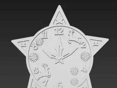 Christmas Star Wall Clock  3D Printed Holiday Decor 3D print model