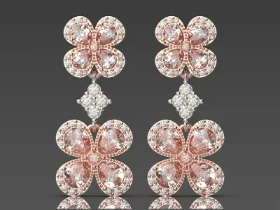luxury diamond earring je0009 3D print model