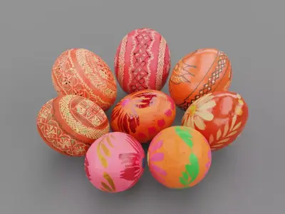 Easter egg collection Low-poly 3D model