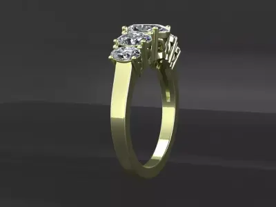 Classic oval ring with 5 stones 3D print model