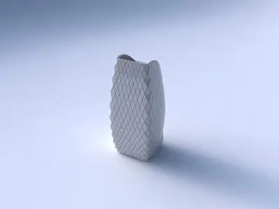 Vase arc rectangle with diagonal grid plates 3D print model