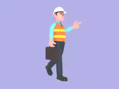 Stylized 3D Male Architect Character - Angry Walking Pose 3D model