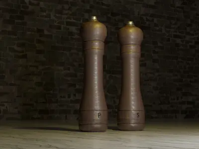 Mid-Poly Salt And Pepper Shakers 3D model