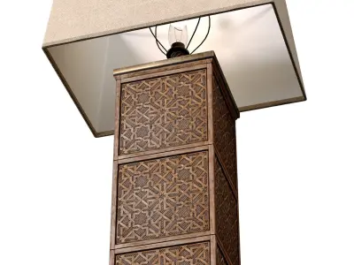 Wood Arabic Oriental Nightstand bedside Arabesque Table Lamp 3D model