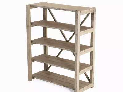 Wide Pottery Shelf B 02 Low-poly 3D model