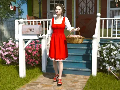 Cottagecore Aesthetic Rural Life Girl Rigged Animated Low-poly 3D model