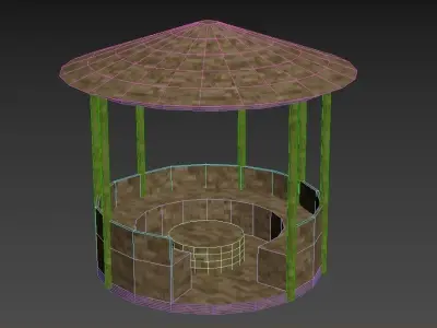 Pergola wooden gazebo Free low-poly 3D model