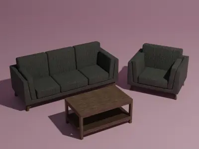 Couch sofa coffee table set 3D model