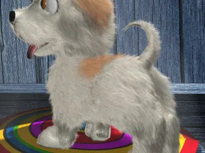 Cartoon Little Dog RIGGED Low-poly 3D model