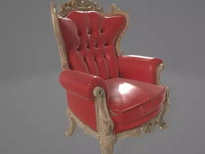 Vintage Elegance Couch - 3D Model for Interior Design Low-poly 3D model