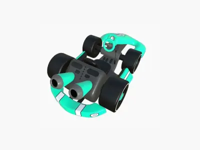 Cartoon Kart D08 Aqua - Vehicle Racing Design Low-poly 3D model