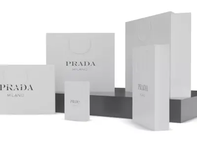 Prada Shopping Bag - Luxury 3D Packaging Model Low-poly 3D model