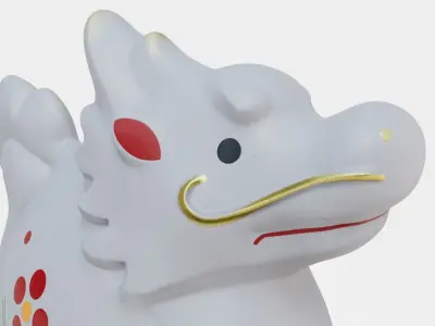 Japanese Dragon Sign Okimono Statue Low-poly 3D model