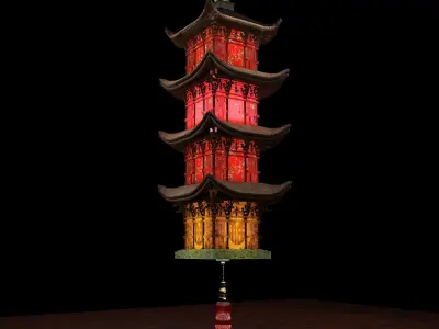 Chinese palace tower lantern  3D model