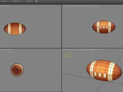 Cartoon Rugby - American football Low-poly 3D model