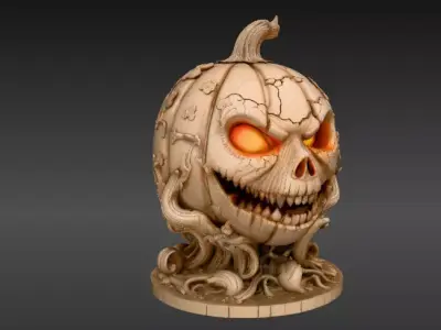 Pumpkin Guardian 3D Model Halloween Pumpkin Print-Ready 3D print model
