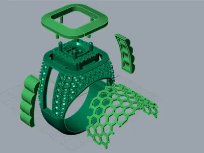 Luxury man Rolex design diamond ring model ror0049 3D print model