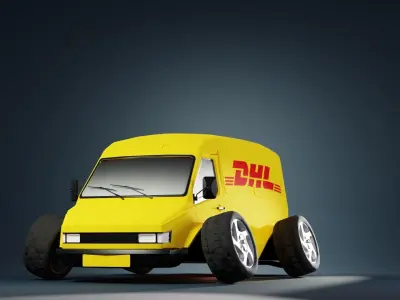 Cartoon VAN Low-poly 3D model