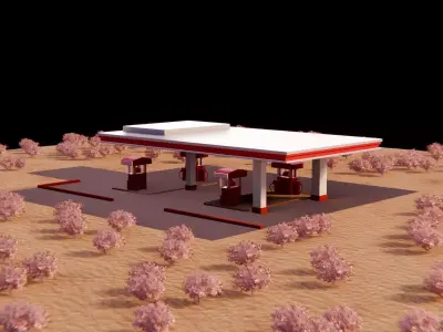 Gas Station Game Ready Low-poly 3D model