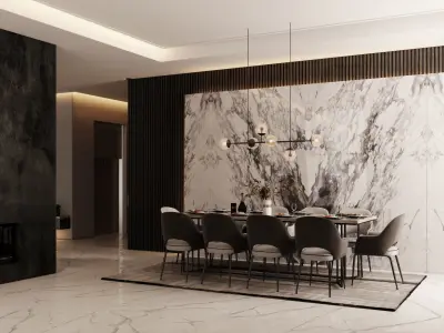  Living room with Kitchen 3D model