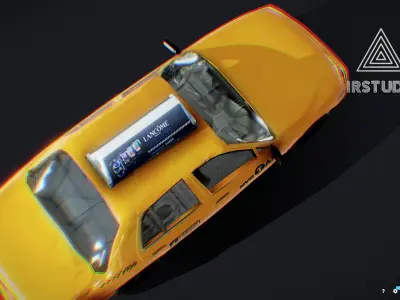 New York Taxi Yellow Cab Low-poly 3D model