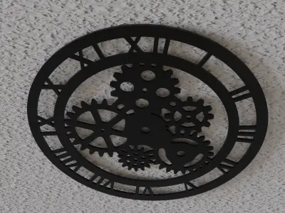 gear 3 wall clock 3D print model