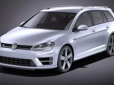 Volkswagen Golf VII R Variant 2015 VRAY  3D model