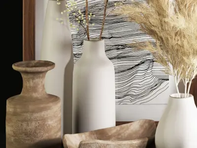 3dasset pampas in ceramic vase 3D model