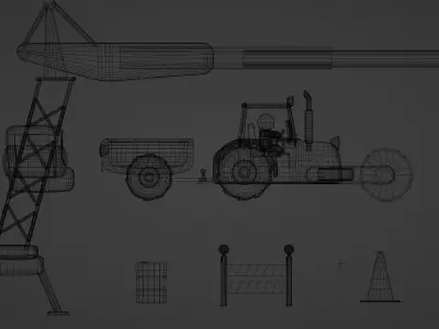 Cartoon Road Roller Package Low-poly 3D model