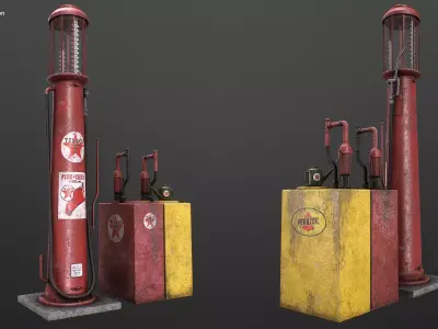 Gas Station videogame asset Low-poly 3D model