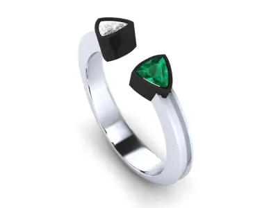 Modern Twin Trillion Gemstone Ring Design 3D Model Free 3D print model