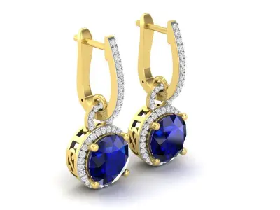 AV 382 Round Diamond Ladies Dangling Drop Earrings 3D print model