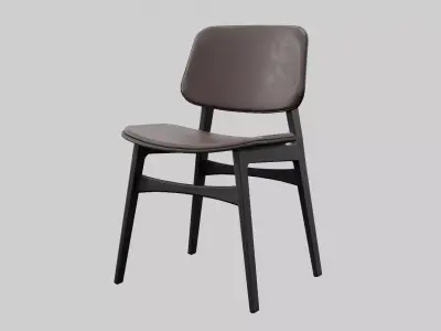 Soborg Chair Model-3052-leather 96 and black wood Low-poly 3D model