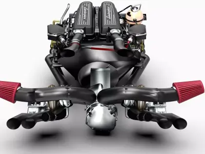 Twin-Turbo V10 Lamborghini Engine Low-poly 3D model