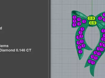 Stunning Pave Diamond Bow Necklace 3D print model