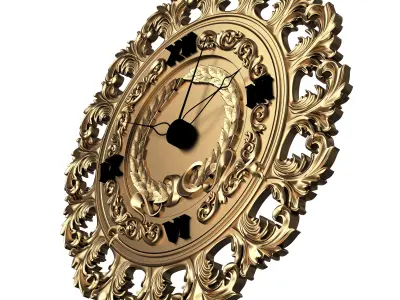 Classic Wall Clock 012 Gold Low-poly 3D model