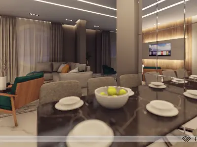 Modern Apartment Interior Scene 3D model