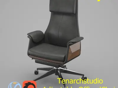 tenarchstudio Adjustable swivel chair black Render ready 3D model