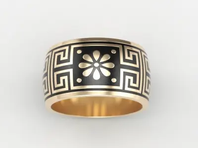  Women ring with ornament enamel 3dm stl 3D print model 3D print model