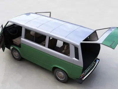 VOLKSWAGEN T3 TRANSPORTER CARAVELLE 1982 3D model
